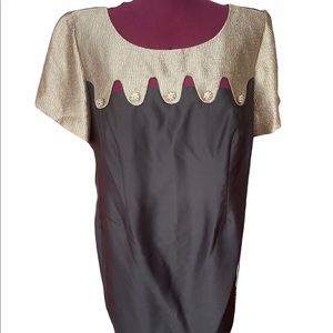 EUC Dana Kay Pretty Black and Gold Short Sleeve Dress in Size 20W